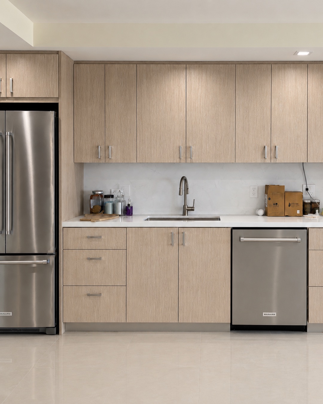 Light oak kitchen renewed with Renuva architectural film