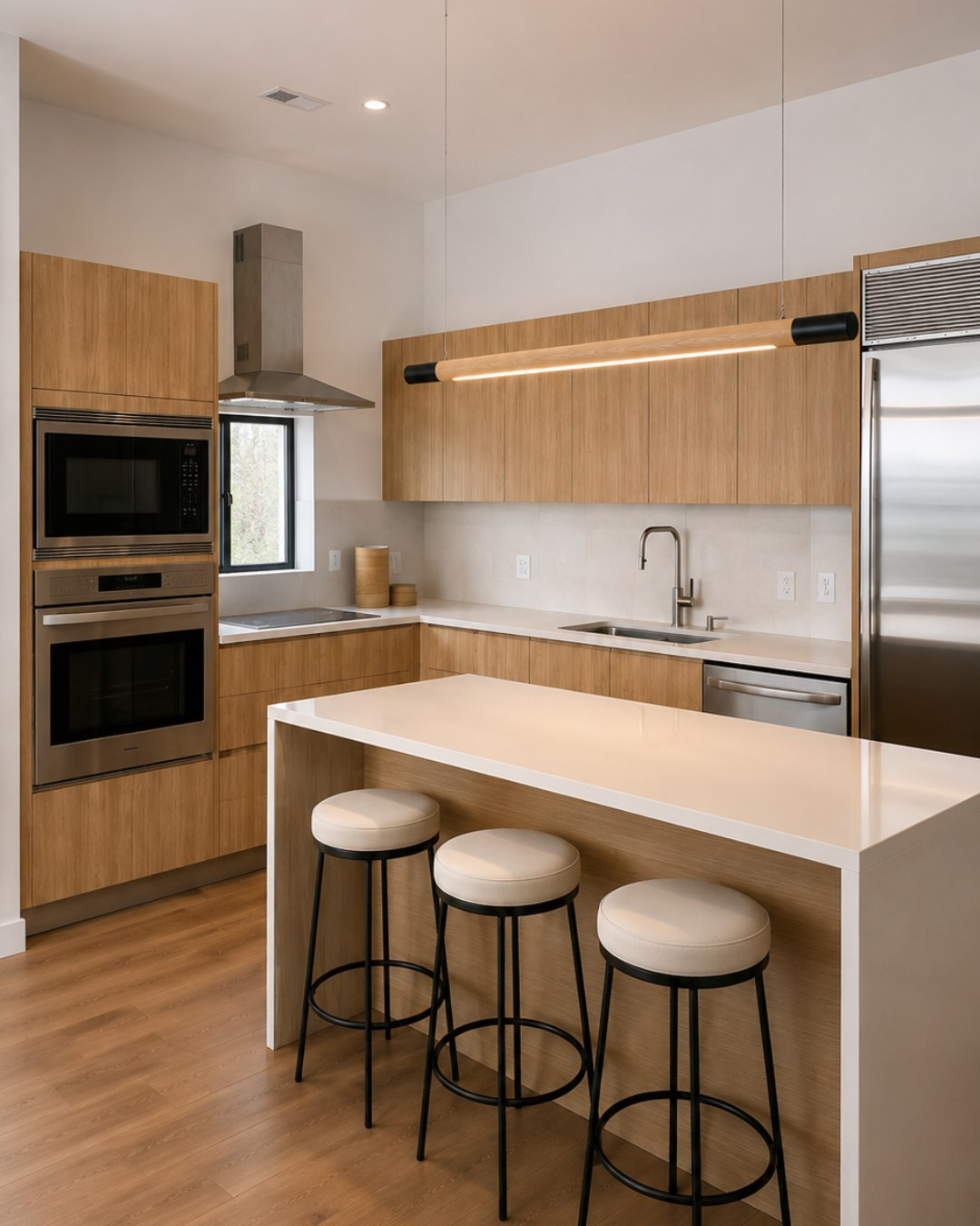 Oak kitchen with island renewed with Renuva